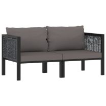  Tweezitsbank met kussens poly rattan antraciet