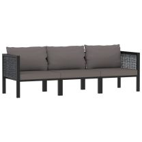  Driezitsbank met kussens poly rattan antraciet