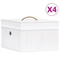  Opbergboxen 4 st bamboe wit