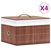  Opbergboxen 4 st bamboe bruin