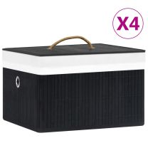  Opbergboxen 4 st bamboe zwart