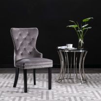  Eetkamerstoelen 2 st fluweel grijs