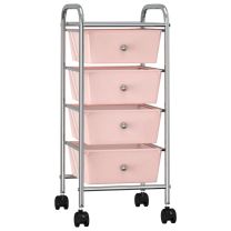  Opbergtrolley met 4 lades mobiel kunststof roze