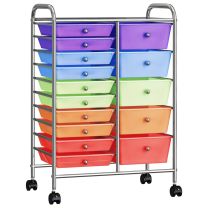  Opbergtrolley met 15 lades mobiel XXL kunststof meerkleurig
