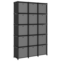  Kast met 15 vakken met boxen 103x30x175,5 cm stof zwart