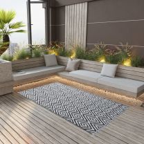  Buitenkleed 80x150 cm PP wit en zwart