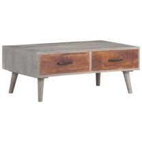  Salontafel 100x60x40 cm massief ruw mangohout grijs