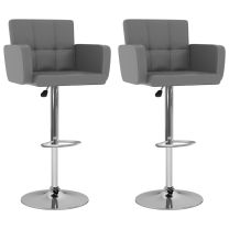  Barkrukken 2 st kunstleer grijs