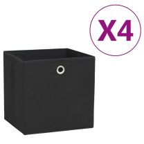  Opbergboxen 4 st 28x28x28 cm nonwoven stof zwart