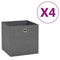  Opbergboxen 4 st 28x28x28 cm nonwoven stof grijs