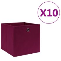  Opbergboxen 10 st 28x28x28 cm nonwoven stof donkerrood