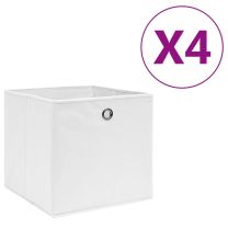  Opbergboxen 4 st 28x28x28 cm nonwoven stof wit