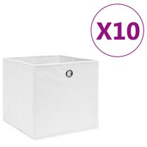  Opbergboxen 10 st 28x28x28 cm nonwoven stof wit