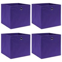  Opbergboxen 4 st 28x28x28 cm nonwoven stof paars