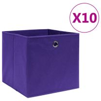  Opbergboxen 10 st 28x28x28 cm nonwoven stof paars