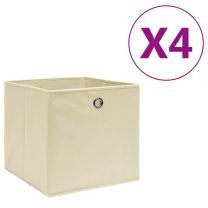  Opbergboxen 4 st 28x28x28 cm nonwoven stof crmekleurig