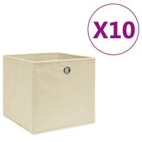  Opbergboxen 10 st 28x28x28 cm nonwoven stof crmekleurig