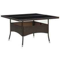  Tuintafel poly rattan en glas bruin