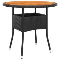  Tuintafel 80x75 cm acaciahout en poly rattan zwart
