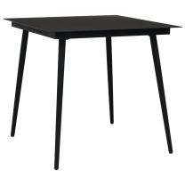  Tuintafel 80x80x74 cm staal en glas zwart