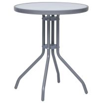  Tuintafel 60 cm staal en glas lichtgrijs