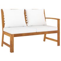  Tuinbank met crmekleurig kussen 114,5 cm massief acaciahout