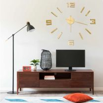 3D-wandklok modern XXL 100 cm goudkleurig