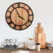  Wandklok 39 cm MDF en ijzer bruin en zwart