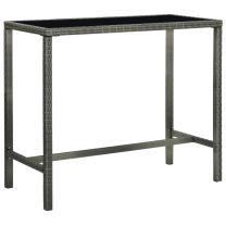  Tuinbartafel 130x60x110 cm poly rattan en glas grijs