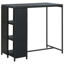  Bartafel met opbergrek 120x60x110 cm poly rattan zwart