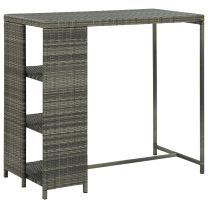  Bartafel met opbergrek 120x60x110 cm poly rattan grijs