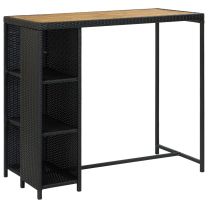  Bartafel met opbergrek 120x60x110 cm poly rattan zwart