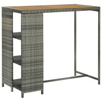  Bartafel met opbergrek 120x60x110 cm poly rattan grijs