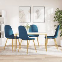  Eetkamerstoelen 4 st fluweel blauw