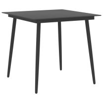  Tuintafel 80x80x74 cm staal en glas zwart
