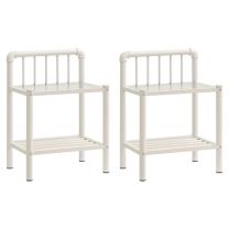 Nachtkastjes 2 st metaal en glas wit en transparant