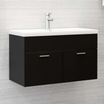  Wastafelkast 80x38,5x46 cm bewerkt hout zwart
