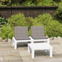  2-delige Loungeset met kussens kunststof wit