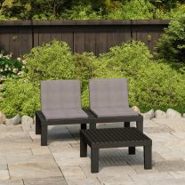  2-delige Loungeset met kussens kunststof grijs