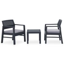  3-delige Loungeset met kussens kunststof grijs