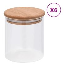  Opbergpotten met bamboe deksel 6 st 600 ml glas
