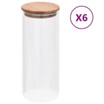  Opbergpotten met bamboe deksel 6 st 1000 ml glas