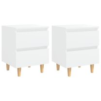 Nachtkastjes 2 st met grenenhouten poten 40x35x50 cm wit