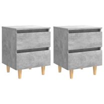  Nachtkastjes 2 st met grenenhouten poten 40x35x50 cm betongrijs