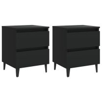  Nachtkastjes 2 st 40x35x50 cm spaanplaat zwart