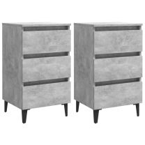  Nachtkastjes 2 st met metalen poten 40x35x69 cm betongrijs