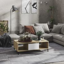  Salontafel 103,5x60x35 cm spaanplaat wit en sonoma eikenkleurig