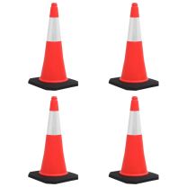  Verkeerskegels met zware basis 4 st reflecterend 75 cm