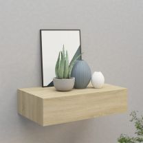  Wandschap met lade 40x23,5x10 cm MDF eikenkleurig