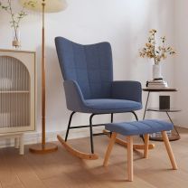  Schommelstoel met voetenbank stof blauw